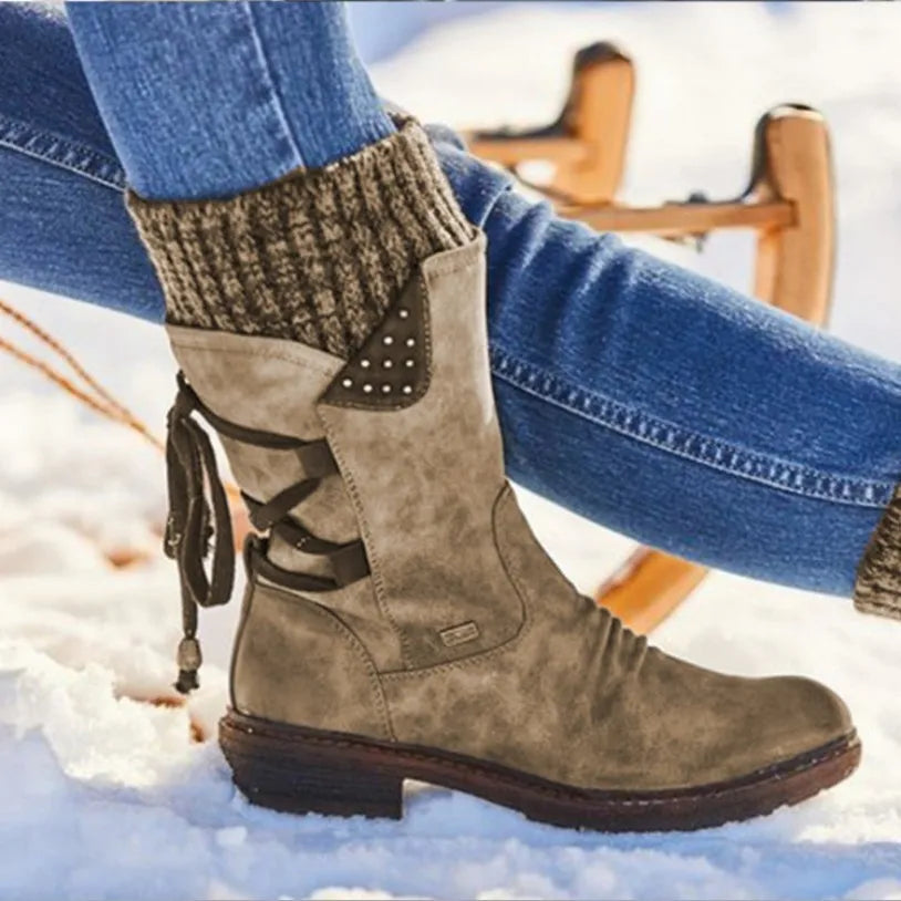 Julia | Camel Square Toe Comfort Boots — view 3