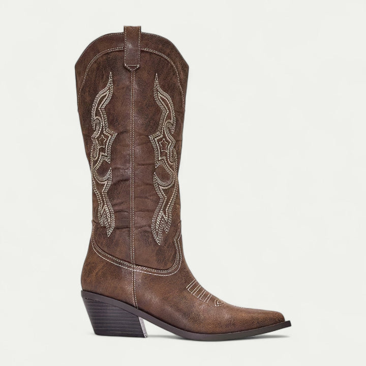 Mella | Western Calf High Pointed Toe Boots for Women — view 3