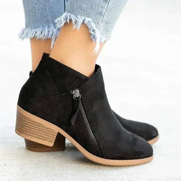 Mona | Blue Women’s Ankle Boots | Side-Zip Design with Low Heel — view 4