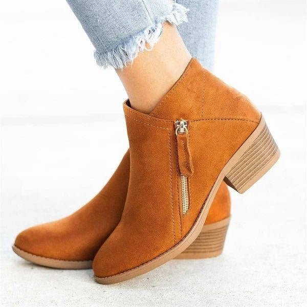 Mona | Blue Women’s Ankle Boots | Side-Zip Design with Low Heel