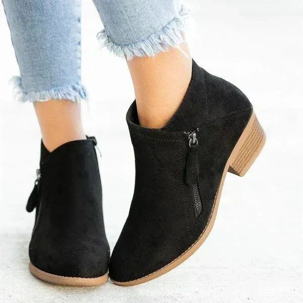 Mona | Blue Women’s Ankle Boots | Side-Zip Design with Low Heel — view 2