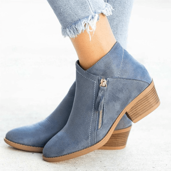 Mona | Blue Women’s Ankle Boots | Side-Zip Design with Low Heel — view 6