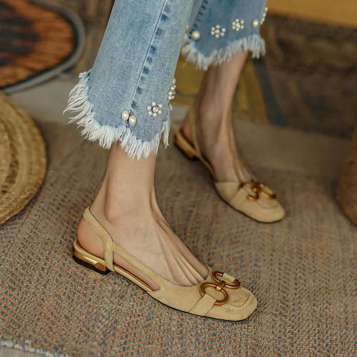 Jazmynnia | Beige Elastic Strap Comfort Sandals — view 8