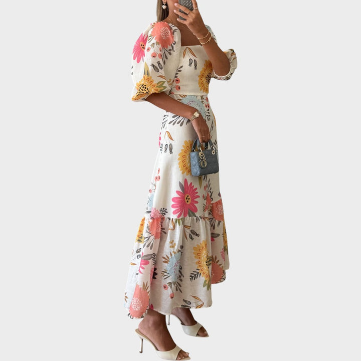 Teressa | Midi Dress with Puff Sleeves