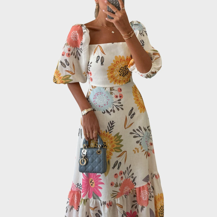 Teressa | Midi Dress with Puff Sleeves