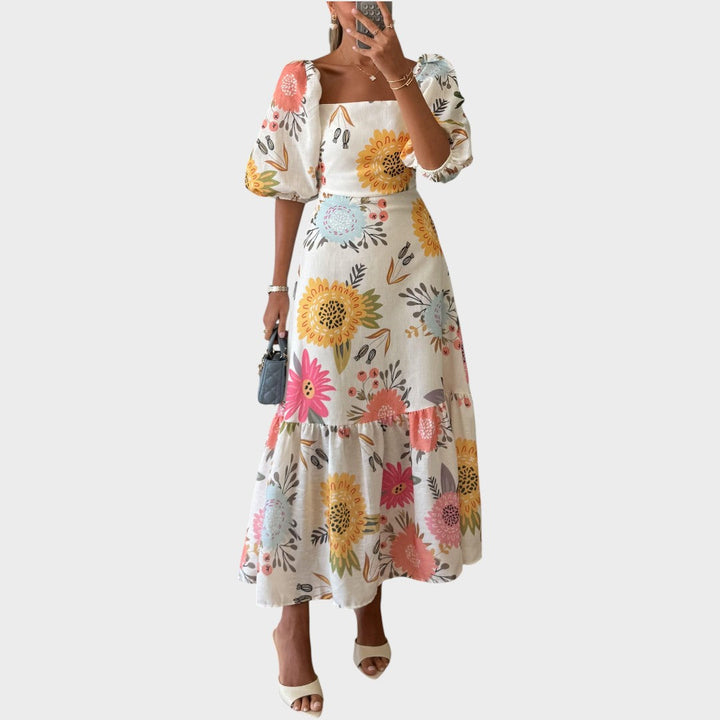 Teressa | Midi Dress with Puff Sleeves
