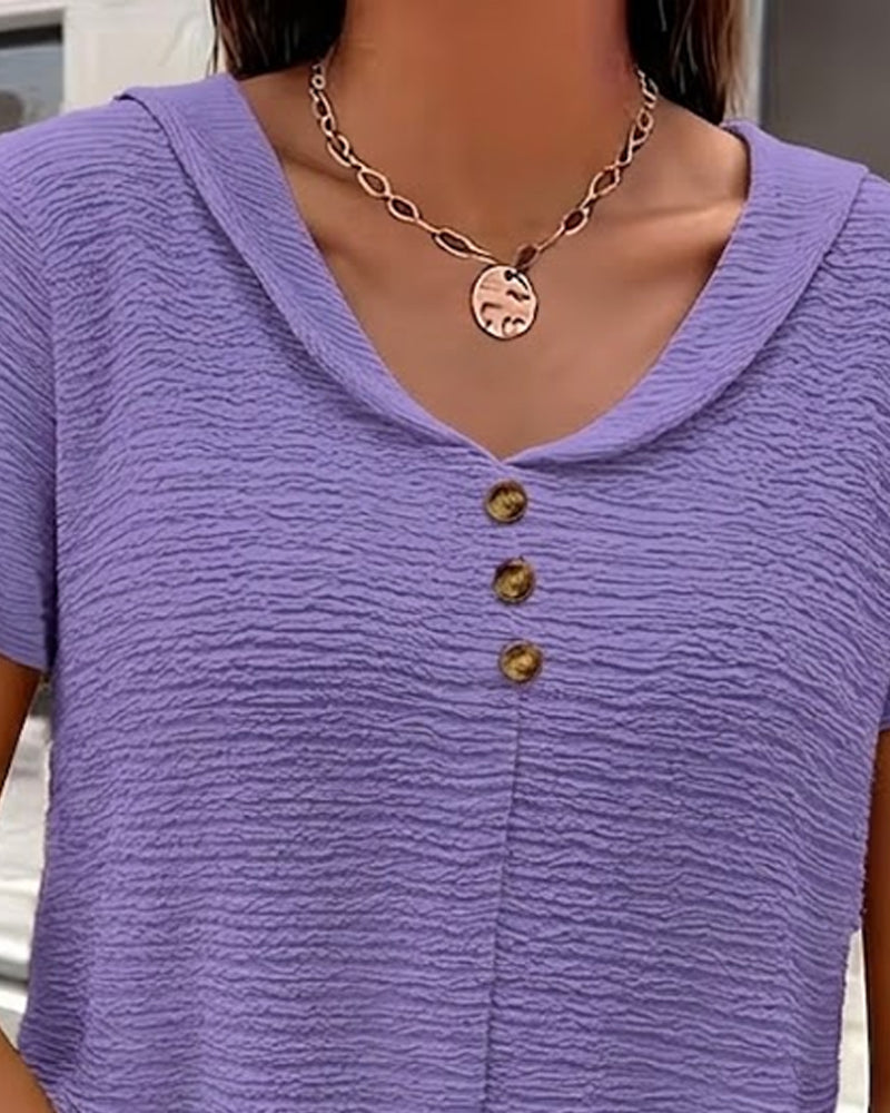 Barbara | Collar Tee with Buttons — view 23