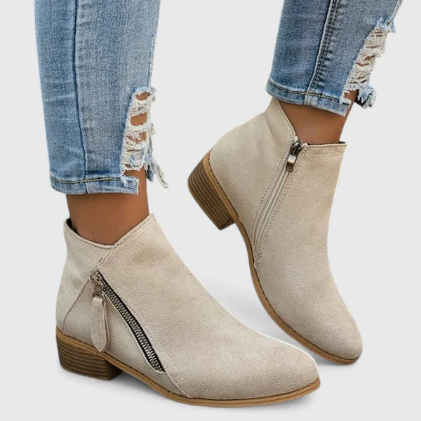 Ainsley | Beige Block Comfort Boots — view 4