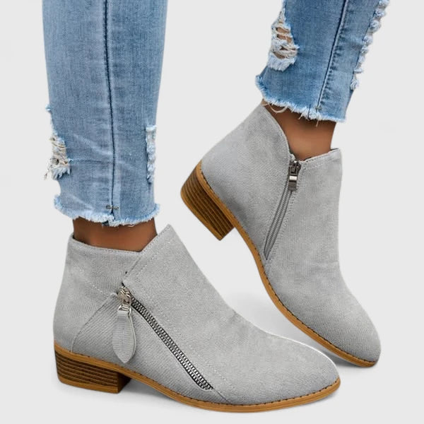 Ainsley | Beige Block Comfort Boots — view 6