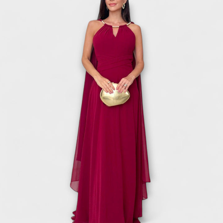 Mabel | Elegant Maxi Dresses with Cape and High Slit