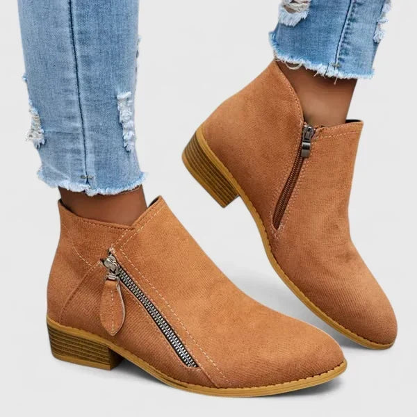 Ainsley | Beige Block Comfort Boots — view 5