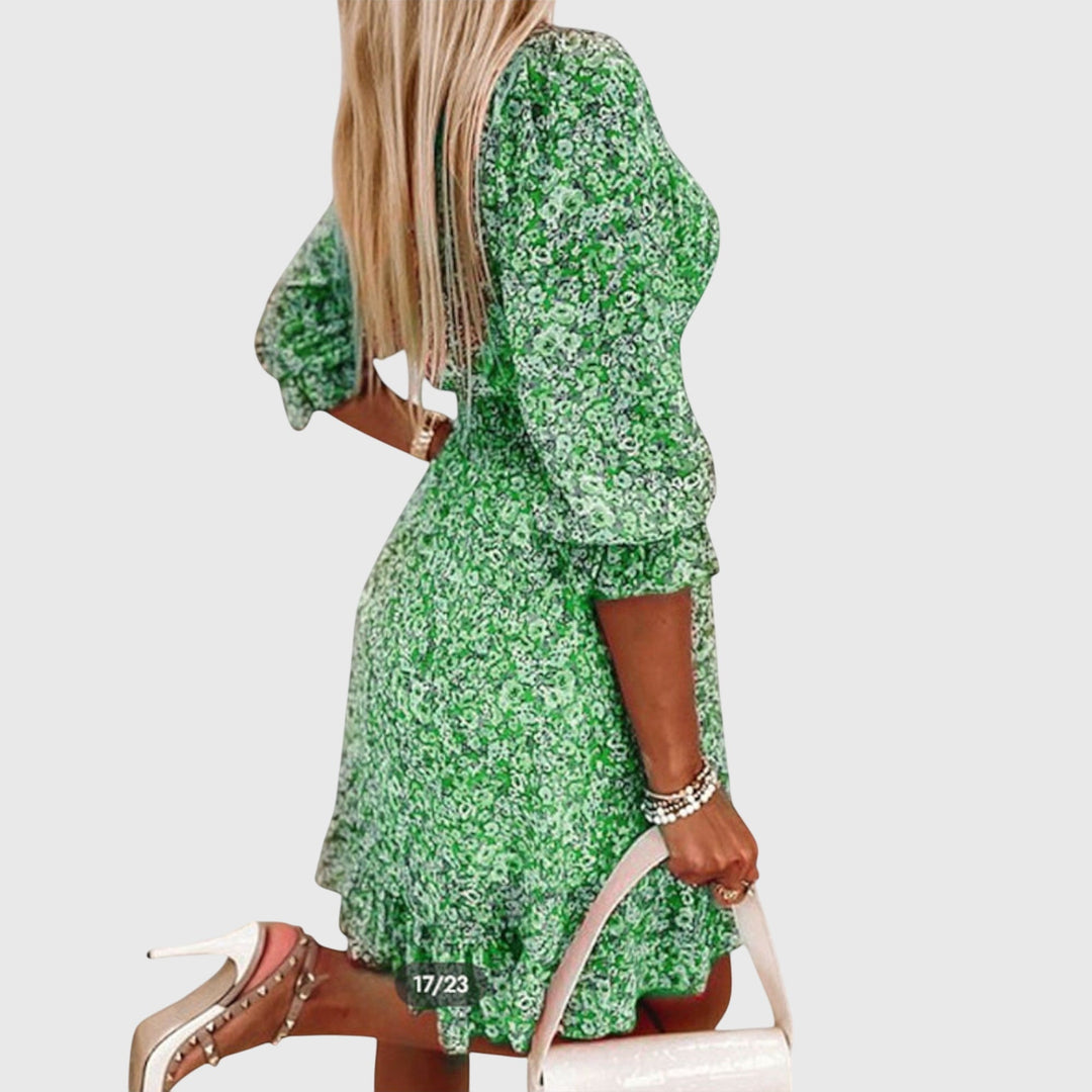 Elisa | Floral Puff Sleeve Dress — view 4