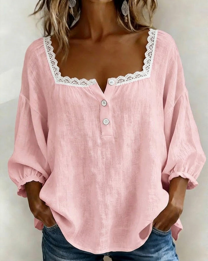 Cheryl | Lace Blouse with Puff Sleeves — view 7