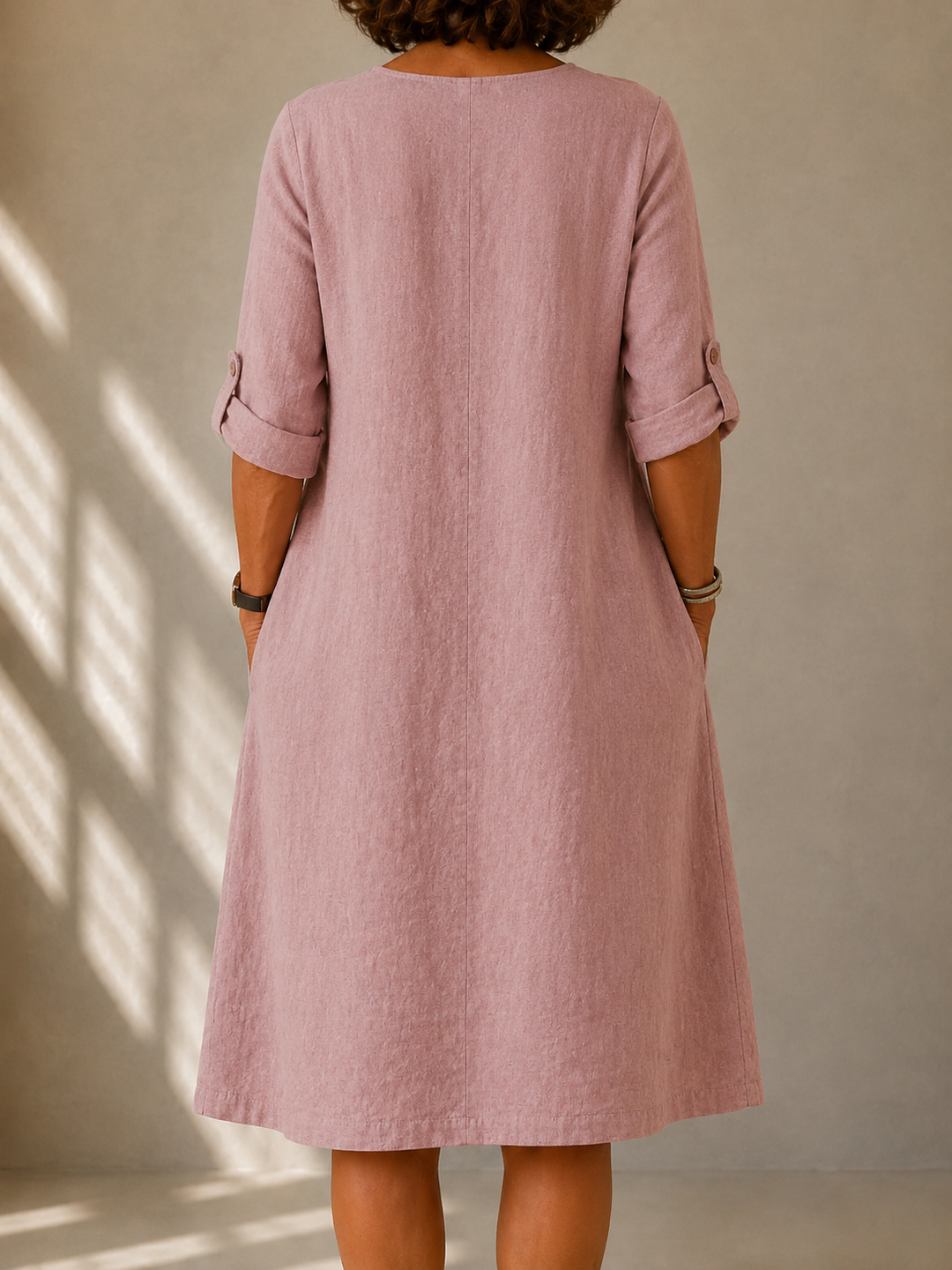 Elaine | White Flowing Flattering Dress — view 2