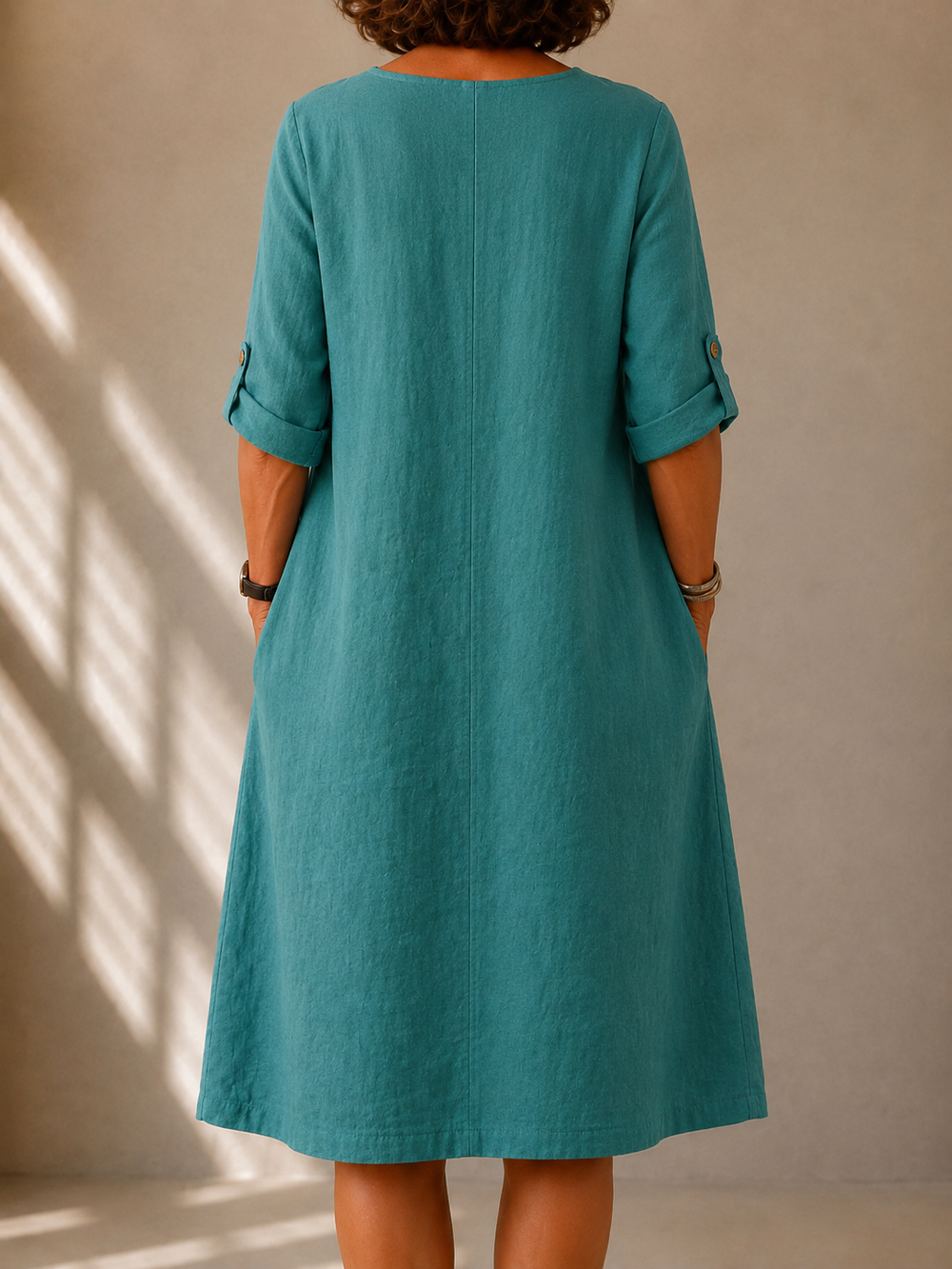 Gloria | Sage Green Spring Midi Dress — view 2