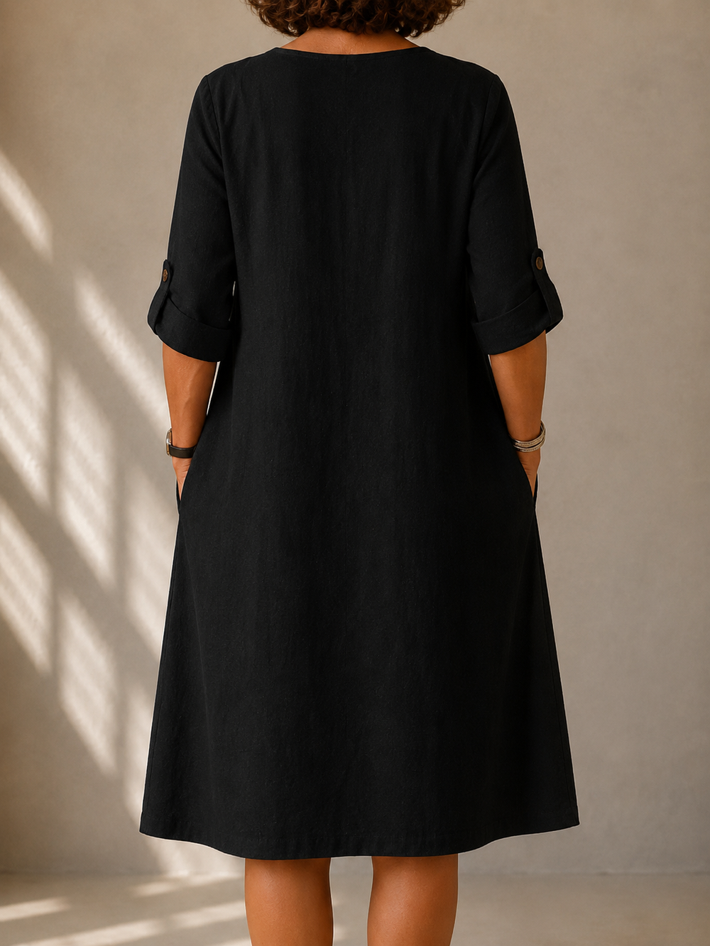 Louise | Beige Elegant Day Dress — view 2
