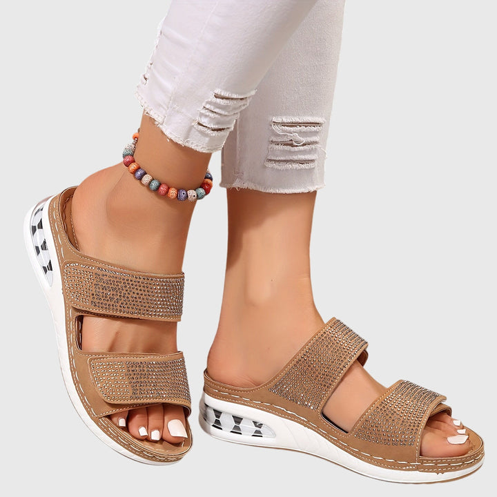 Ensley | White Low Wedge Comfort Sandals — view 4