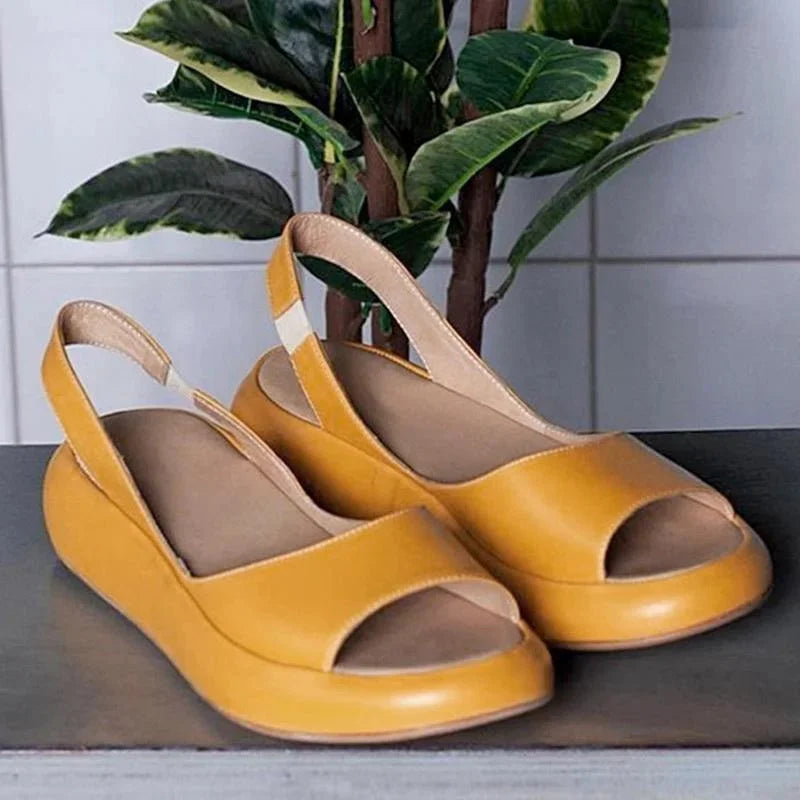 Gwen | Pink Open Toe Platform Flats — view 4