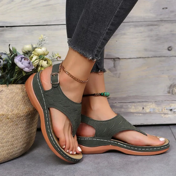 Gale | Black Ankle Strap Thong Sandals — view 5