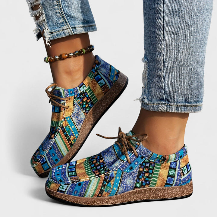 Seryphina | Tan Buckle Comfort Sneakers — view 6