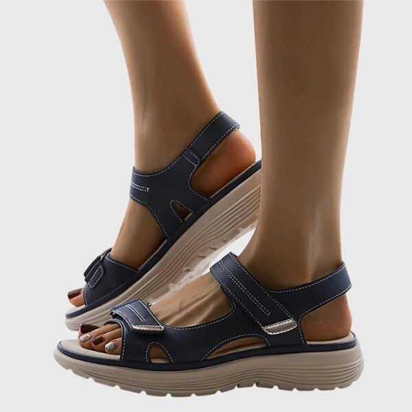 Casey | Beige Open Toe Block Sandals — view 8