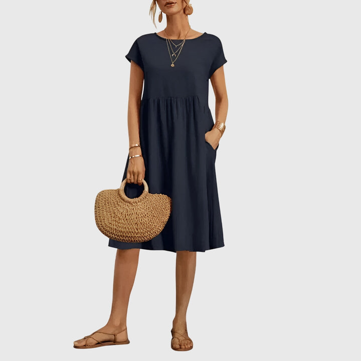 Mirabel | Blue Floral Flowing Dress — view 3