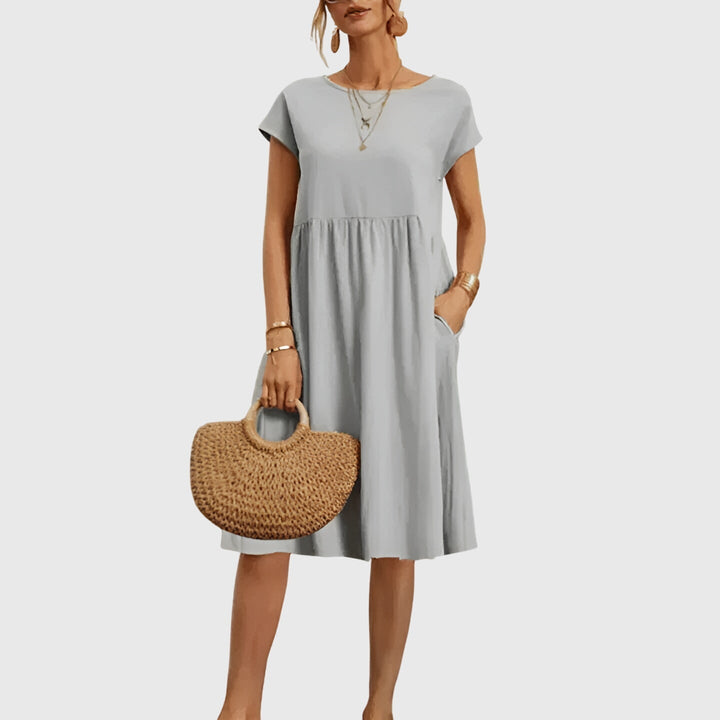 Mirabel | Blue Floral Flowing Dress — view 5