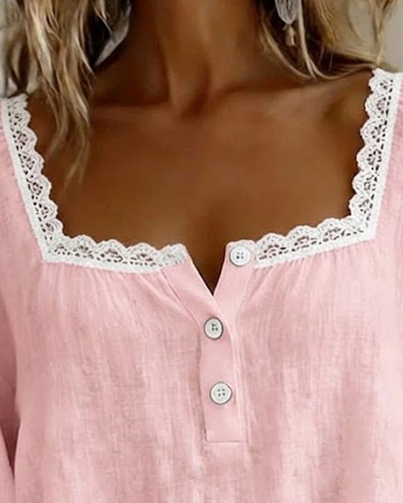 Cheryl | Lace Blouse with Puff Sleeves — view 9