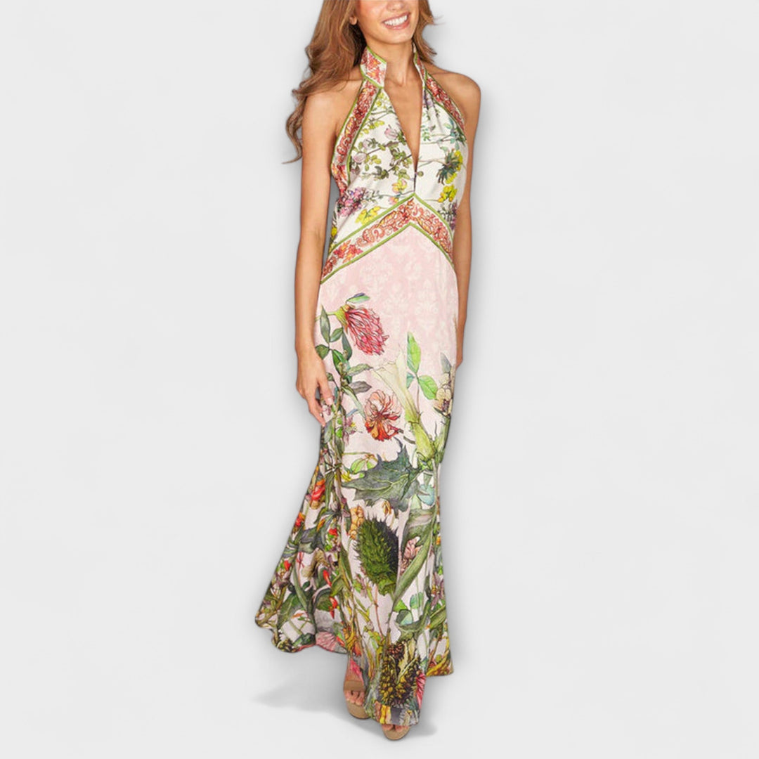 Ayla | Sleeveless Maxi Dress with Floral Print
