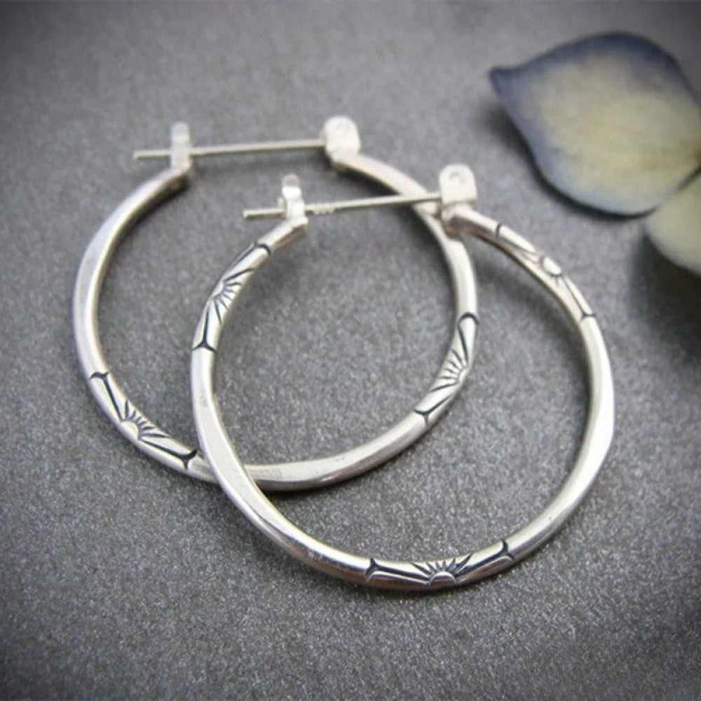 Ursa | Retro Silver-Tone Hoop Earrings