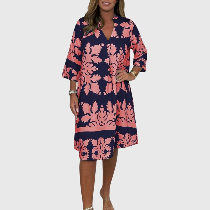 Daisy | Coral Draped Summer Dress — view 8