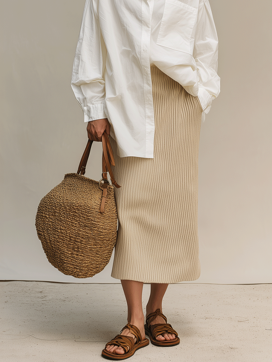 Uma | Bohemian White Shirt & Soft Ribbed Set — view 3