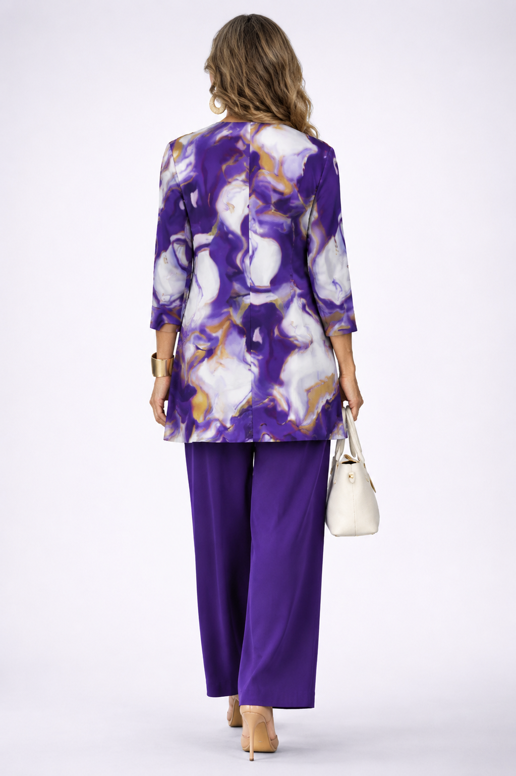 Sara | Sand Linen-Look Trouser Set — view 2