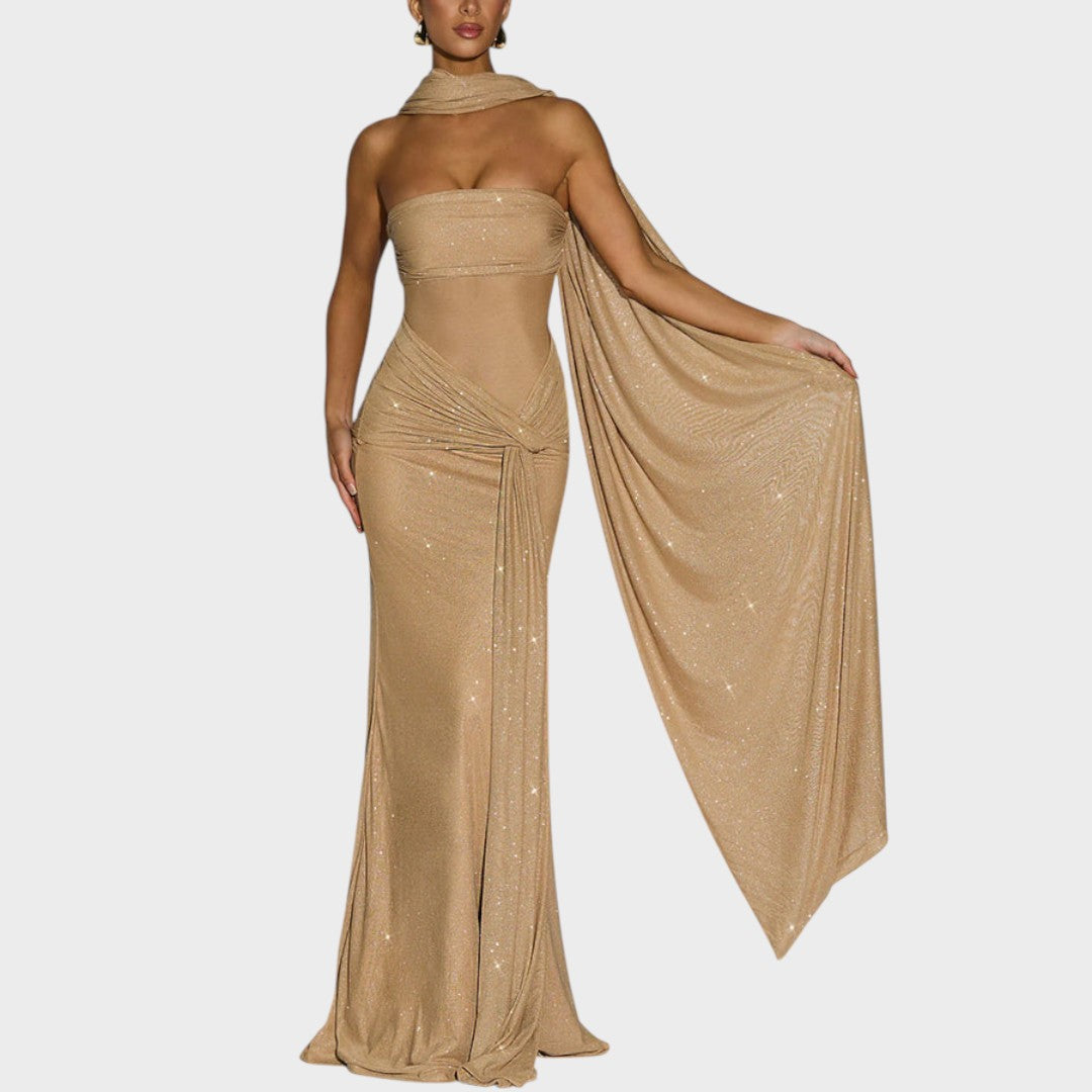 Ingrid | Maxi Dress with Sequins and Mesh Fabric