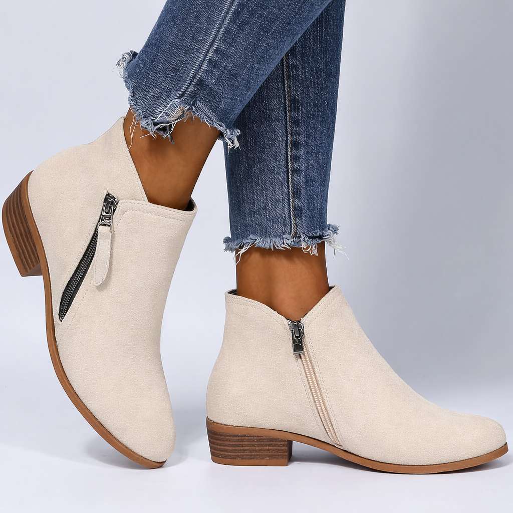 Mona | Blue Women’s Ankle Boots | Side-Zip Design with Low Heel — view 3