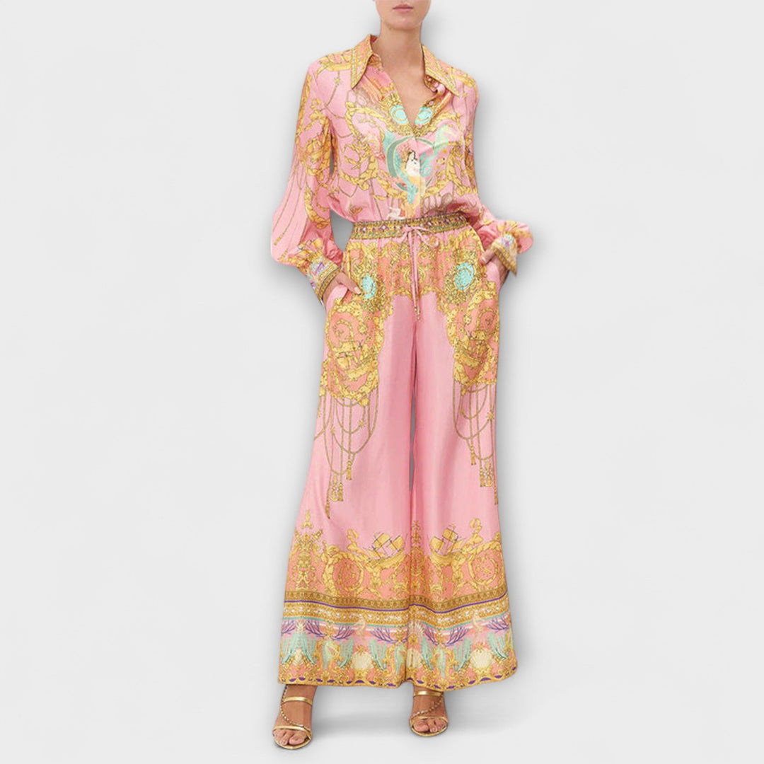 Sage |  Mermaid Relaxed Shirt and Elastic Waist Pants Set