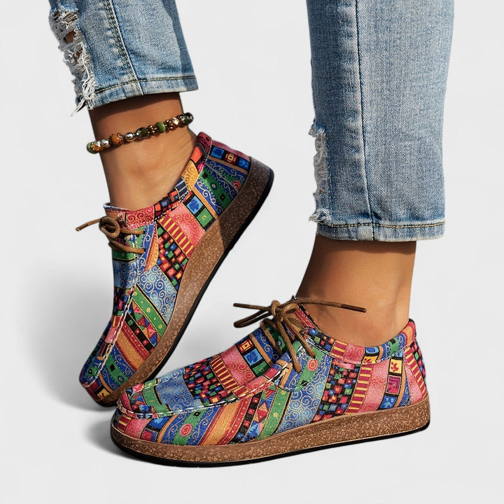 Seryphina | Tan Buckle Comfort Sneakers — view 3
