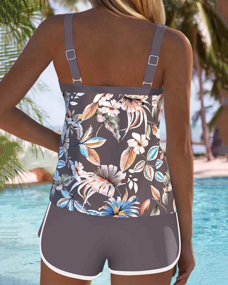 Imke | U-Neck Sleeveless Printed Tankini — view 2
