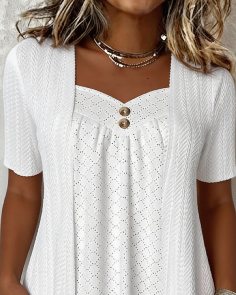 Carol | Layered Collar Patchwork Shirt — view 2
