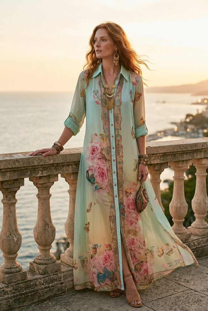 Lark | Mint Green Chiffon Maxi Dress — view 3