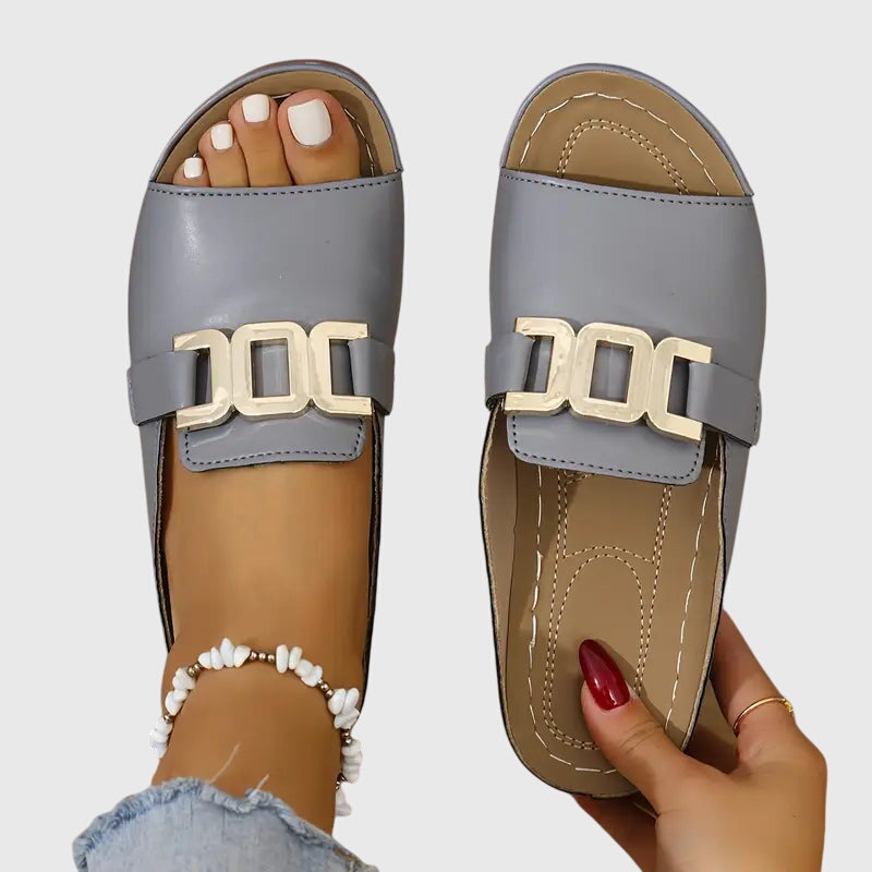 Kathryn | Gold Comfy Buckle Sandals — view 4