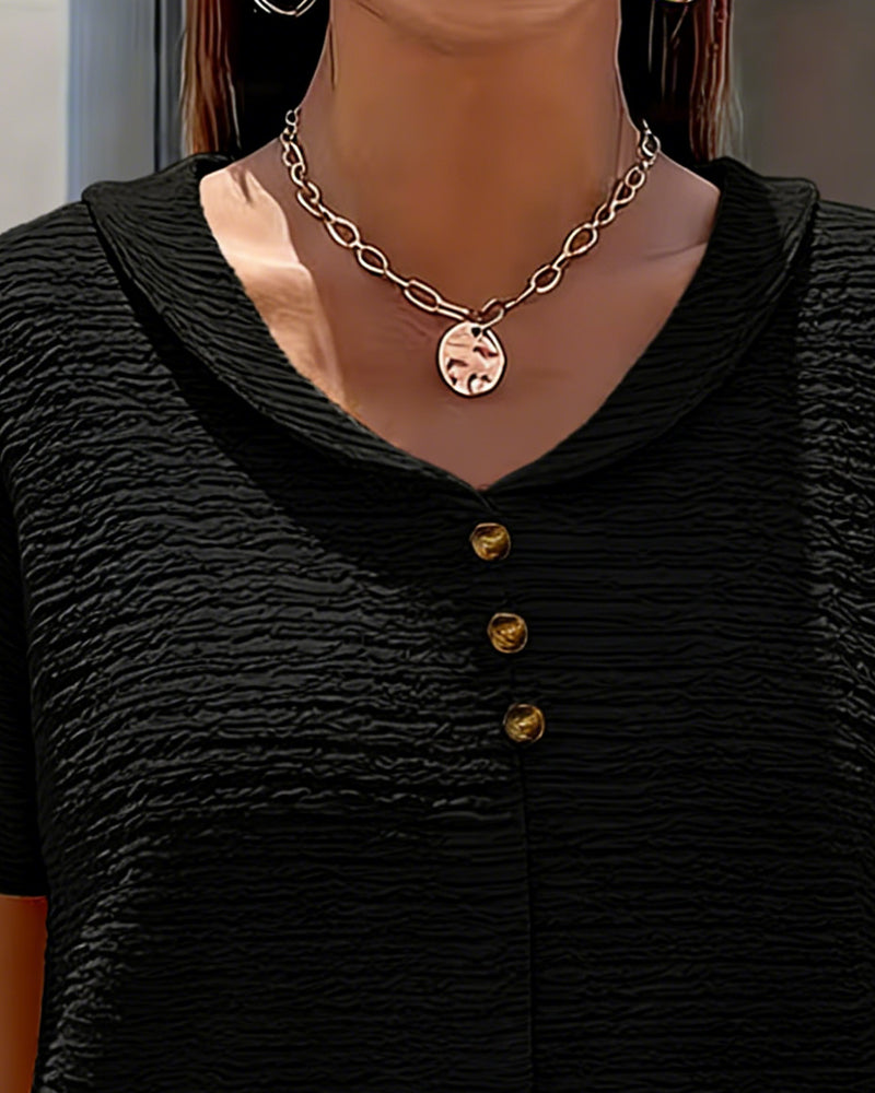 Barbara | Collar Tee with Buttons — view 18