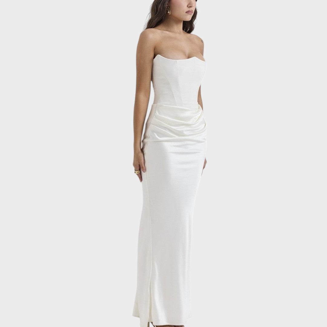 Flora | Satin Dress with Built-in Top