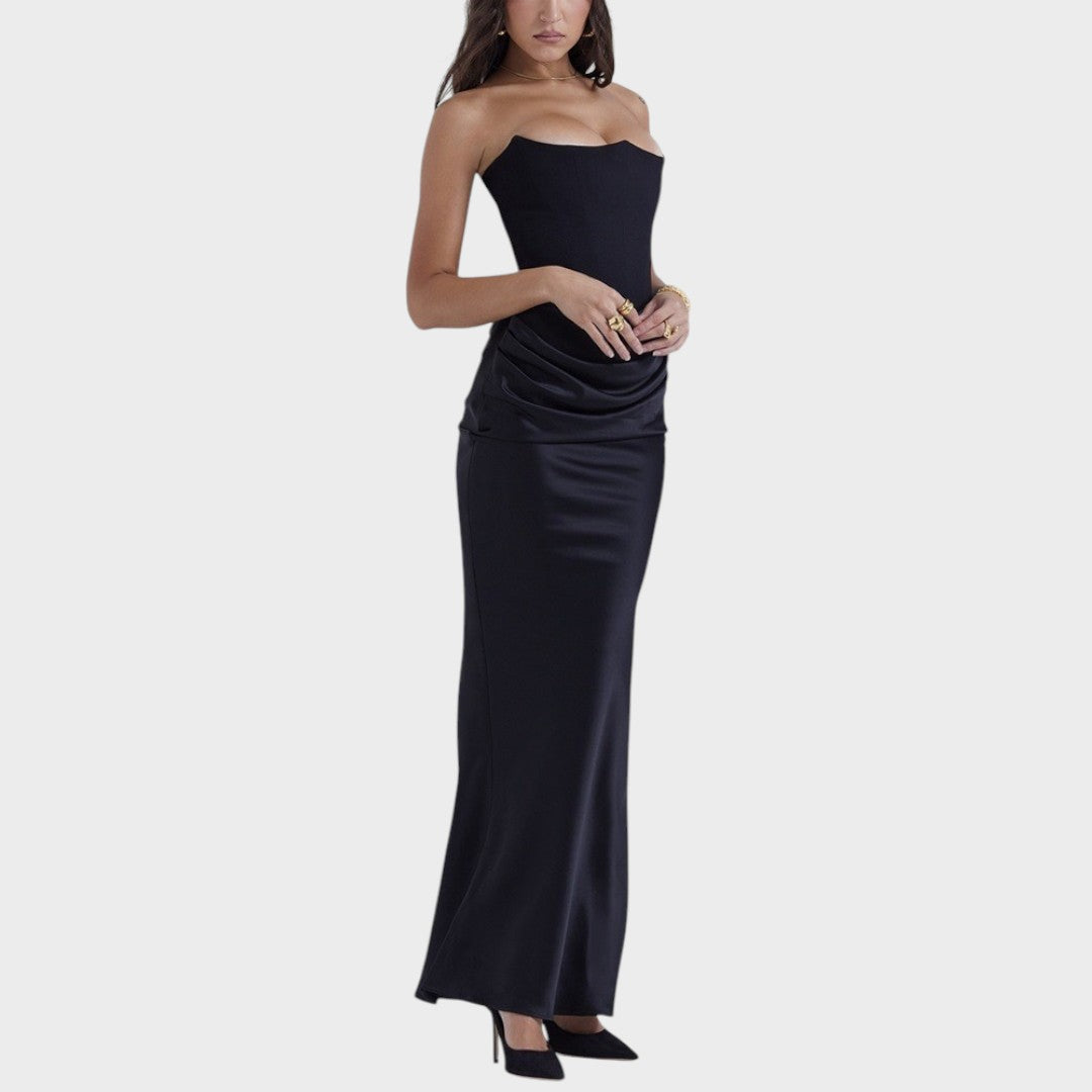 Flora | Satin Dress with Built-in Top