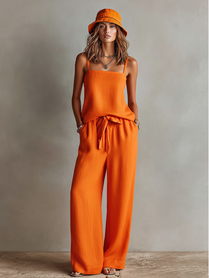 Ella | Orange Linen-Look Set — view 2