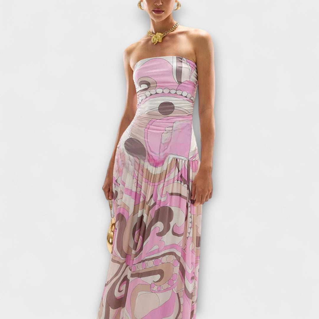 Tatum | Gorgeous pastel maxi dresses with off-the-shoulder design
