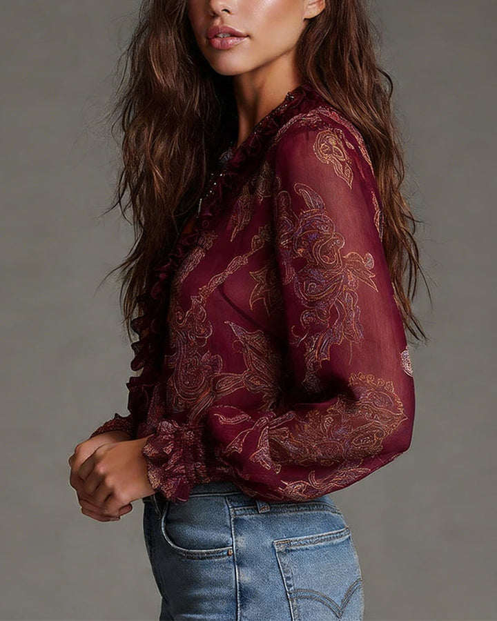 Demi | Zip Ruffled Retro Blouse — view 6
