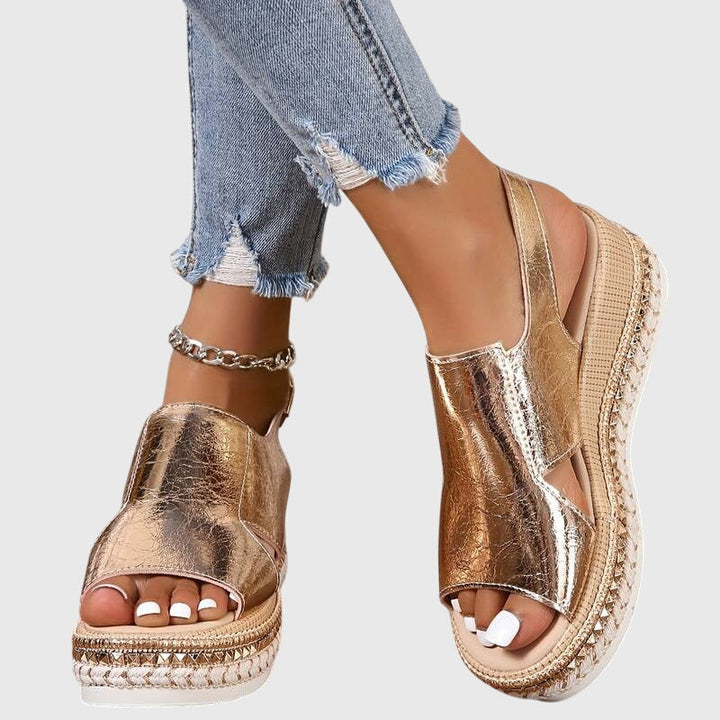 Veronica | Beige Square Toe Comfort Sandals