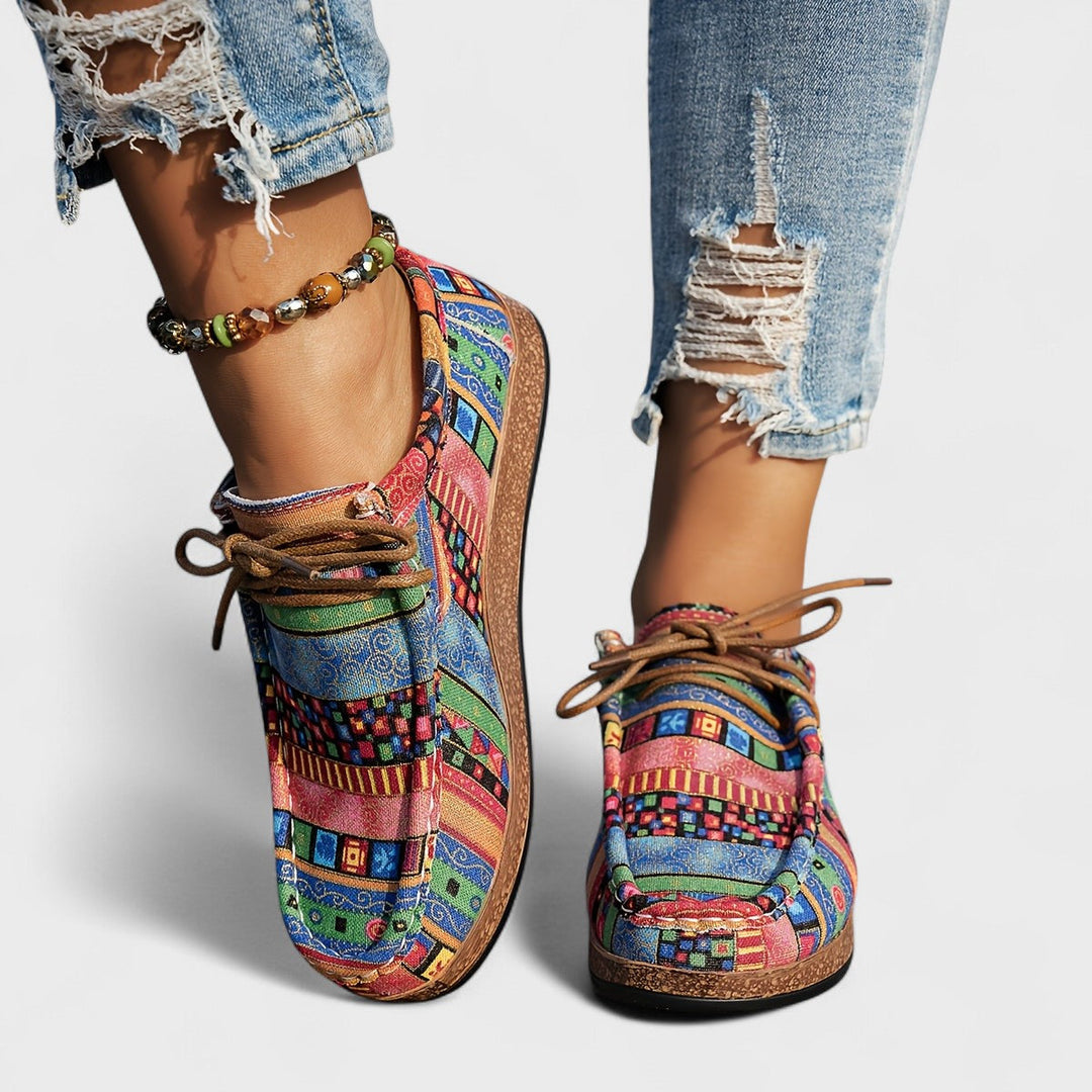 Seryphina | Tan Buckle Comfort Sneakers — view 5