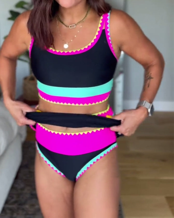 Myra | Elegant Three-Piece Color Block Swimsuit — view 2